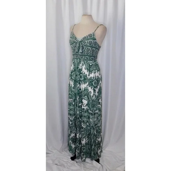 Anthropologie MOULINETTE SOEURS Brisbane Green Paisley Maxi Dress Knit Medium - Picture 7 of 16